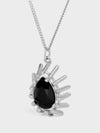 Les Pierres Black Strass Rhodium Finish Necklace Silver - CELINE - BALAAN 3