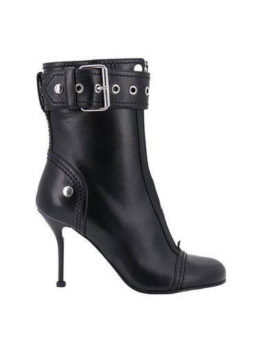 Women's Leather Bootie Ankle Boots Black - ALEXANDER MCQUEEN - BALAAN 1