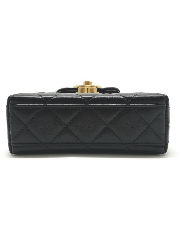 Classic Chain Shiny Aged Calfskin Mini Bag Black - CHANEL - BALAAN 6