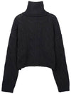 Turtleneck Cropped Knit Cardigan Black - HIGH SCHOOL DISCO - BALAAN 4