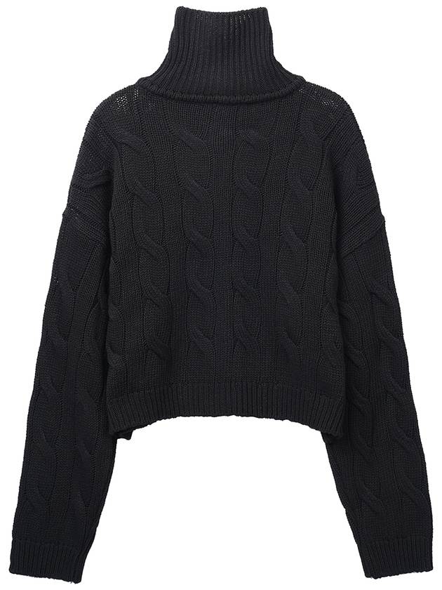 Turtleneck Cropped Knit Cardigan Black - HIGH SCHOOL DISCO - BALAAN 4