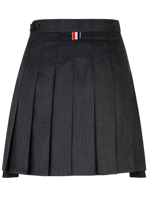 RMB Wool Mini Pleated Skirt Dark Grey - THOM BROWNE - BALAAN 4