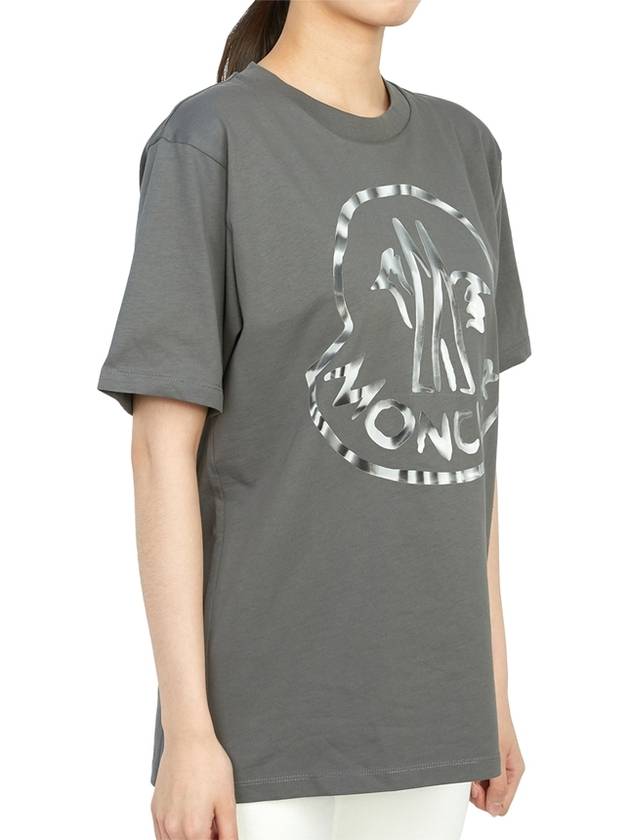 Logo Print Cotton Jersey Short Sleeve T-Shirt Dark Gray - MONCLER - BALAAN 4