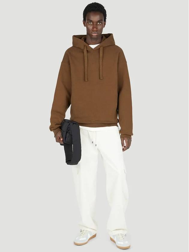 Drop Shoulder Drawstring Cotton Hoodie Brown - LEMAIRE - BALAAN 3