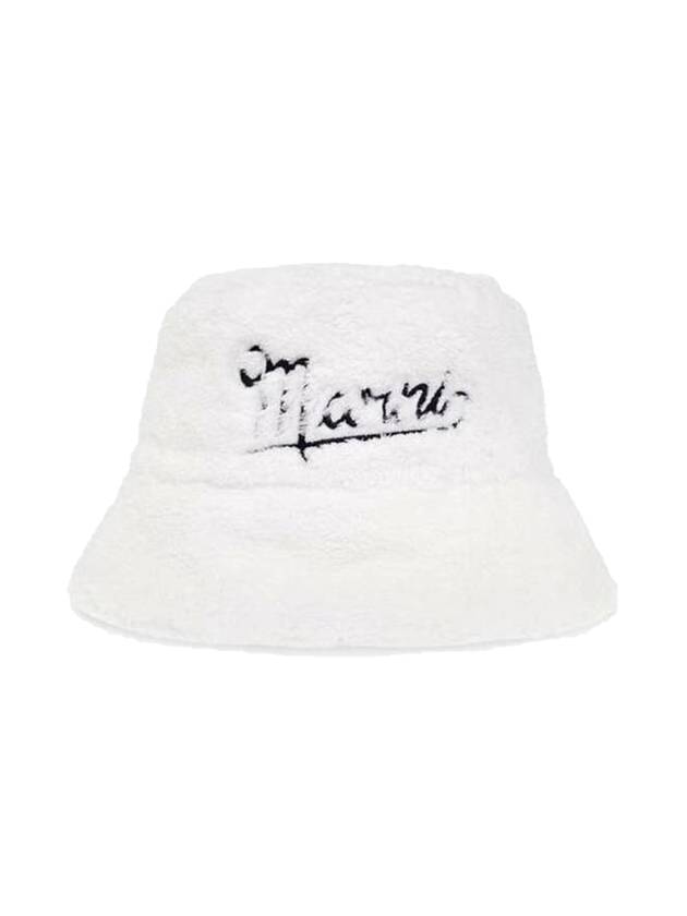 Embroidered Logo Bucket Hat Lily White - MARNI - BALAAN 1