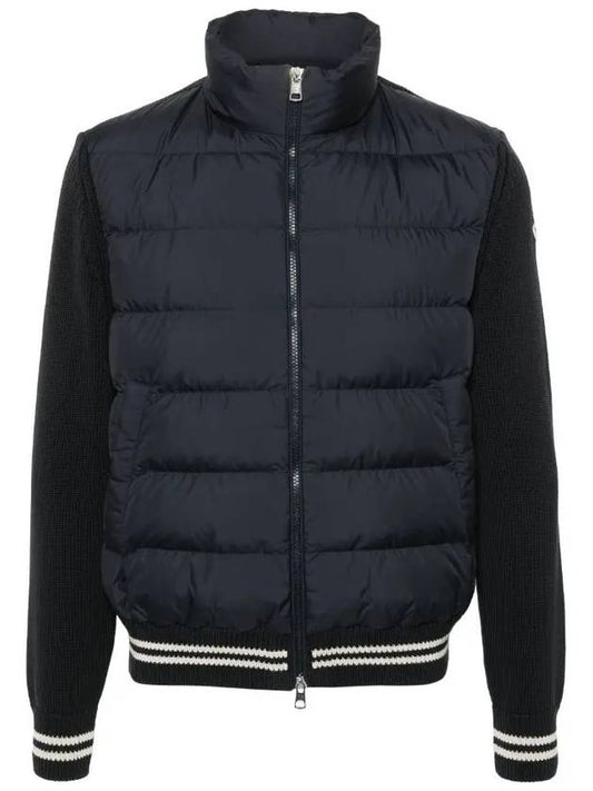 Logo patch knit down mix zip up navy black men s jacket 9B00001 M1509 779 - MONCLER - BALAAN 1