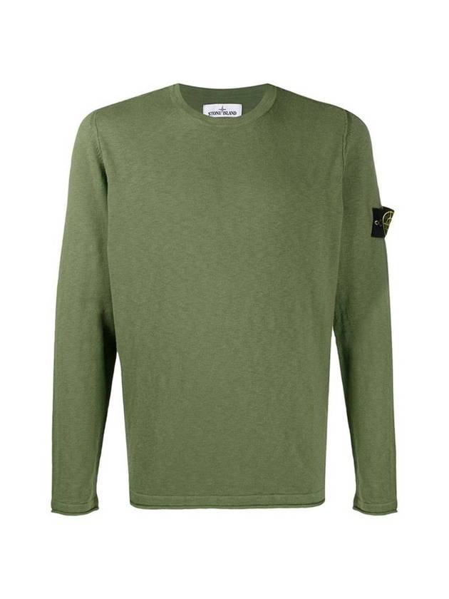 Men's Wappen Patch Round Neck Knit Top Green - STONE ISLAND - BALAAN 1