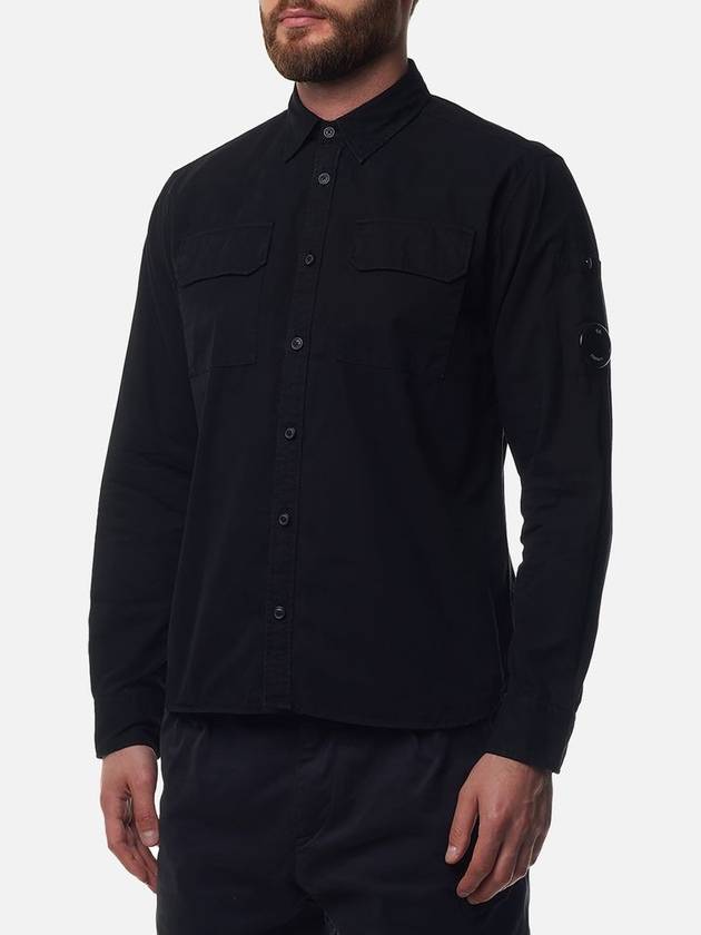 Organic Gabardine Buttoned Lens Long Slevee Shirt Black - CP COMPANY - BALAAN 3