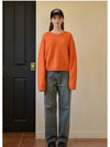 Women's Elated Wool Semi-Crop Knit Top Orange - MICANE - BALAAN 6