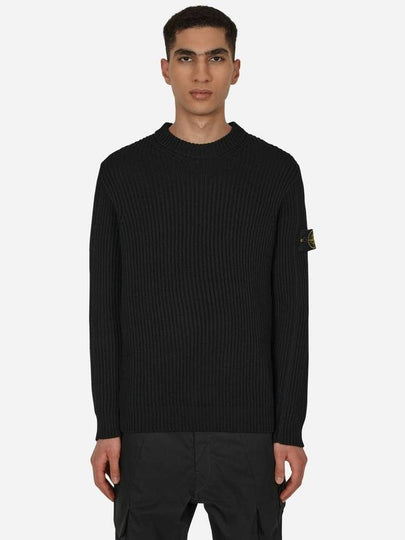 Full Rib Wool Knit Top Black - STONE ISLAND - BALAAN 2