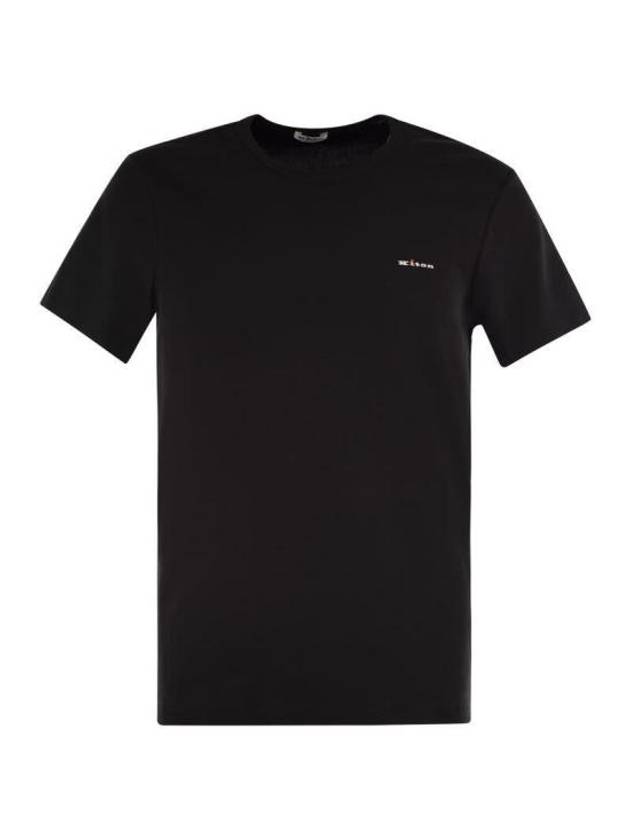 Embroidered Logo Short Sleeve T-Shirt Black - KITON - BALAAN 1