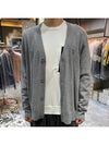 Keve Face Wool V-neck Cardigan Grey Melange - ACNE STUDIOS - BALAAN 7