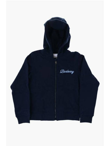 Kids Logo Print Hooded Zip-Up Jacket Navy - BURBERRY - BALAAN 1