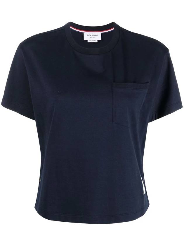 Midweight Jersey Boxy Pocket Short Sleeve T-Shirt Navy - THOM BROWNE - BALAAN 1