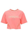 Logo Printed Cropped Short Sleeve T-Shirt Pink - FENDI - BALAAN 2