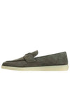 Triangle Logo Suede Loafers Grey - PRADA - BALAAN 4