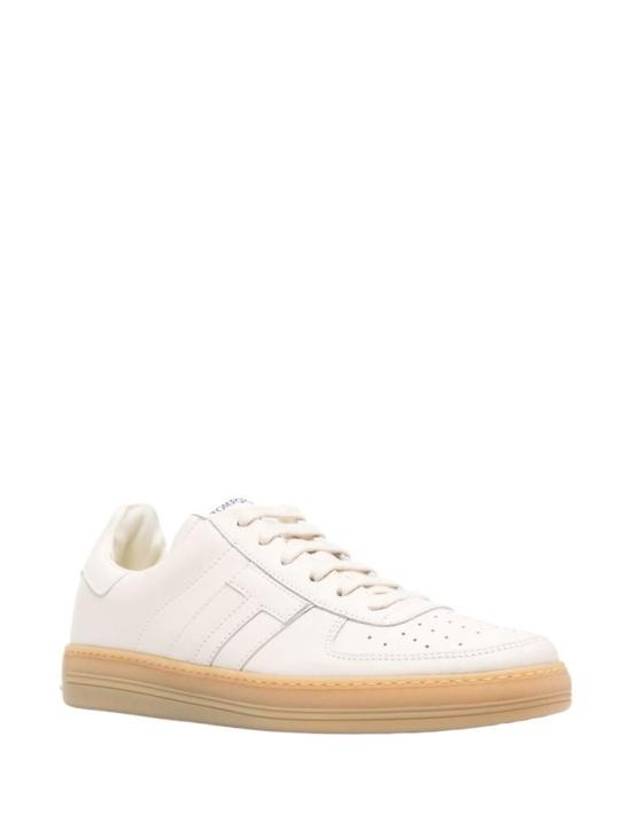 Logo Leather Low-Top Sneakers White - TOM FORD - BALAAN 4