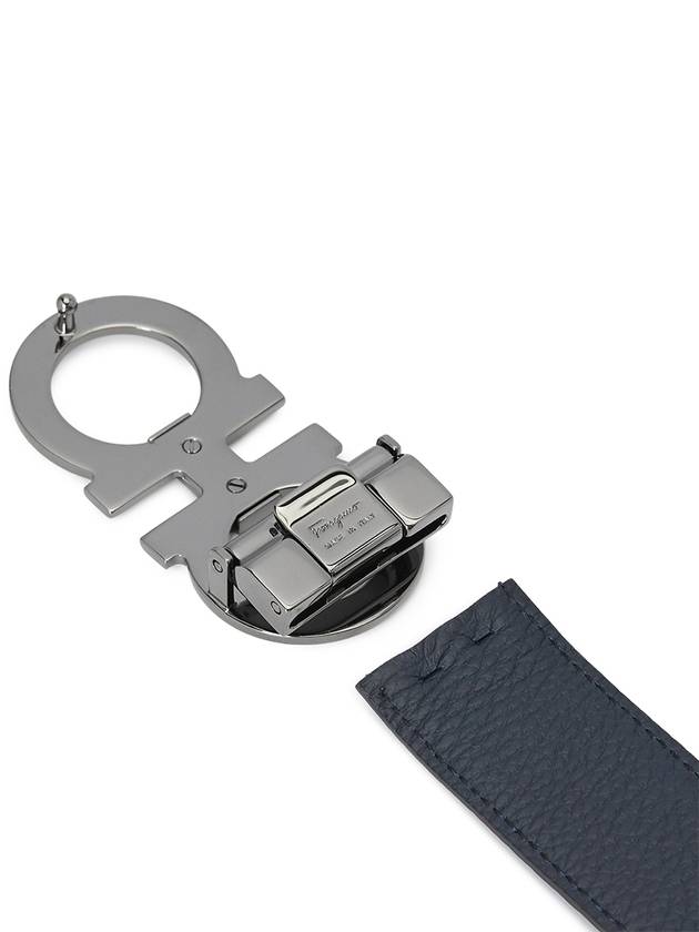 Reversible Gancini Leather Belt Navy - SALVATORE FERRAGAMO - BALAAN 7