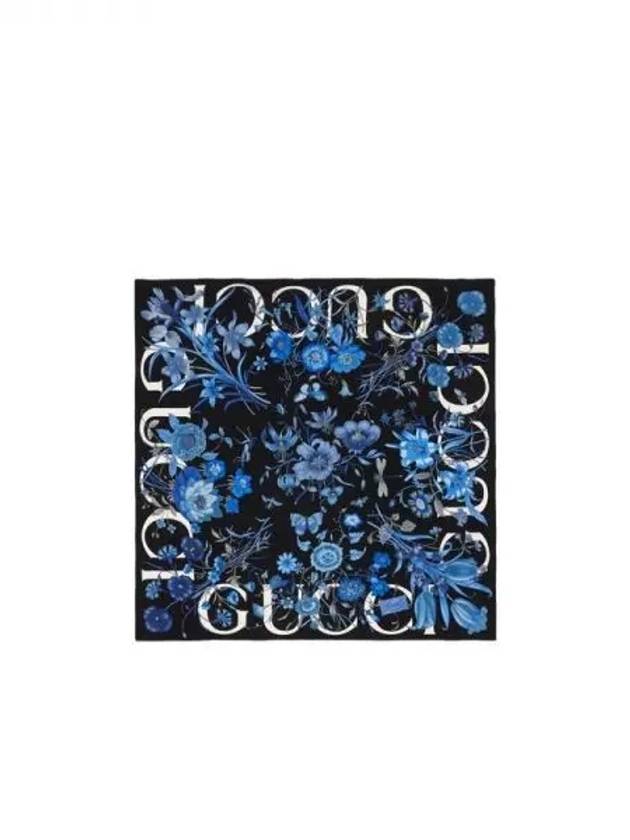 Logo Flower Print Silk Scarf - GUCCI - BALAAN 1