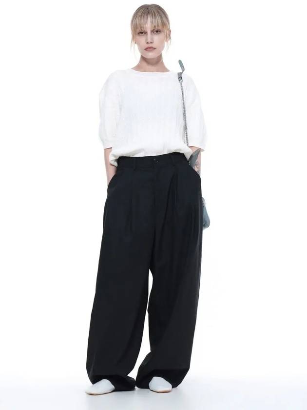 Linen Two-Tuck Wide Pants Black - CHANCE'S NOI - BALAAN 3