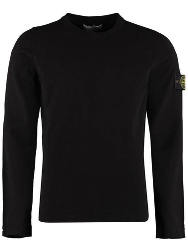 Wappen Patch Round Cotton Knit Top Black - STONE ISLAND - BALAAN 1