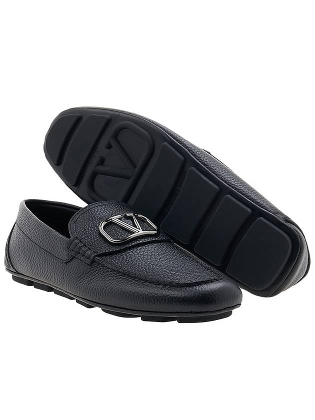 V Logo Leather Loafers Black - VALENTINO - BALAAN 6