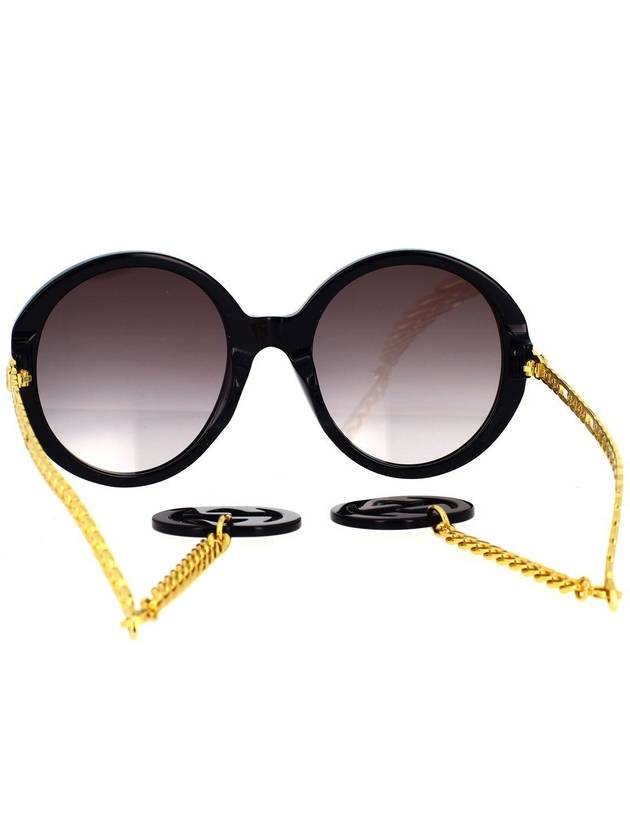 Women's Eyewear Round Logo Sunglasses Black Gold - GUCCI - BALAAN 5