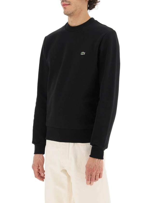 Logo Patch Crewneck Sweatshirt Black - LACOSTE - BALAAN 5