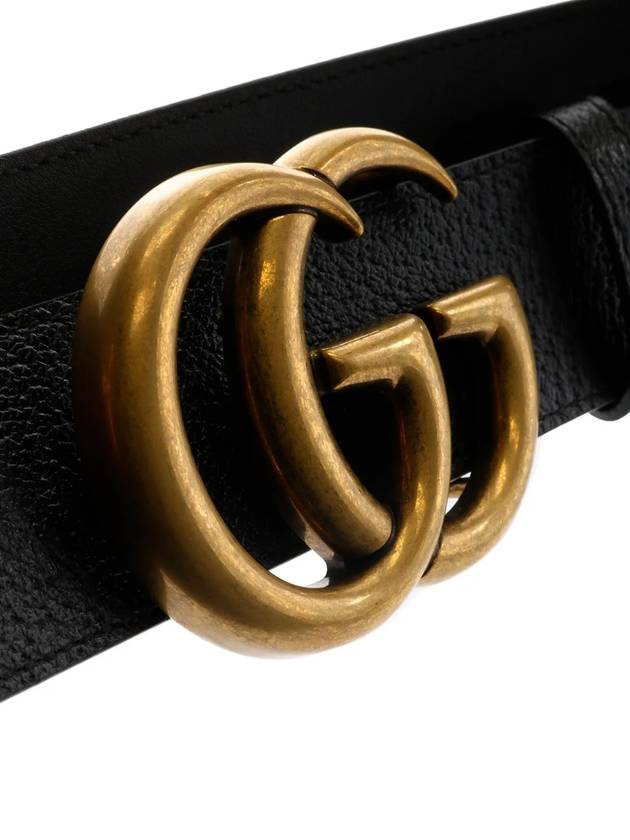 GG Marmont Double G Buckle Wide Leather Belt Black - GUCCI - BALAAN 4