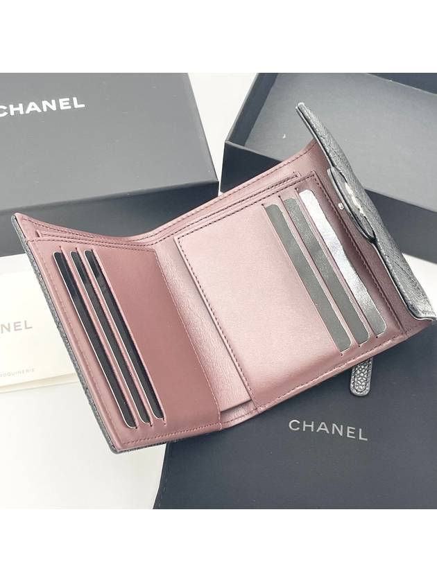 Classic snap half wallet black caviar silver plate AP0231 - CHANEL - BALAAN 5