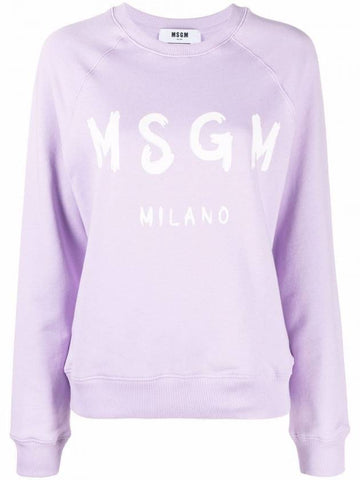 Milano Brushed Logo Sweatshirt Lilac - MSGM - BALAAN 1