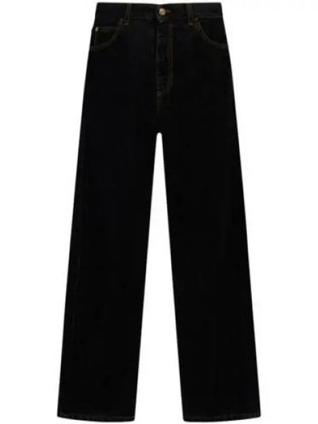 Garment Dyed Flock Denim Cotton Straight Jeans Black - MARNI - BALAAN 2