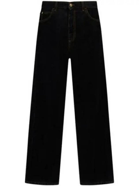 Garment Dyed Flock Denim Cotton Straight Jeans Black - MARNI - BALAAN 2