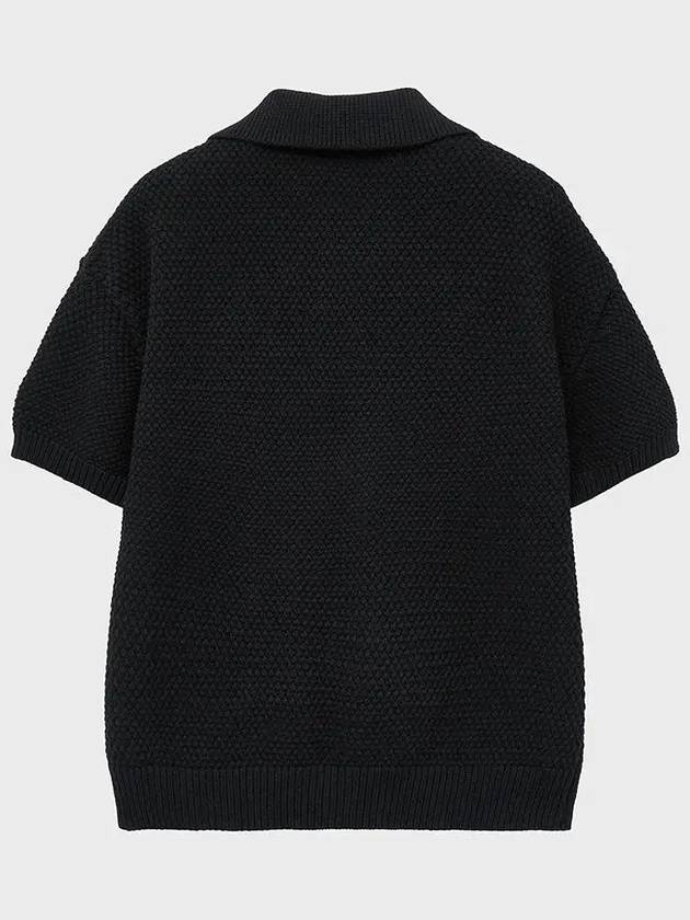 Overfit Heavy Knit Polo Shirt Black - NOIRER - BALAAN 4