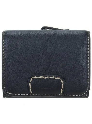 Edith Small Tri-Fold Buffalo Leather Half Wallet Black - CHLOE - BALAAN 1