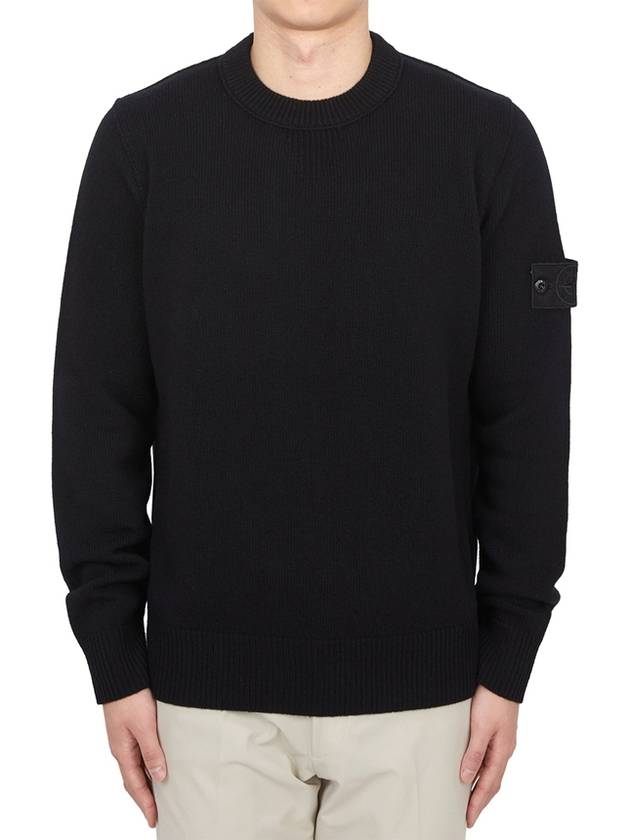 Compass Badge Wool Knit Top Black - STONE ISLAND - BALAAN 2