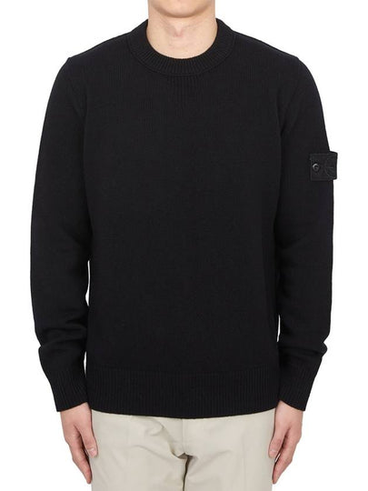 Compass Badge Wool Knit Top Black - STONE ISLAND - BALAAN 2