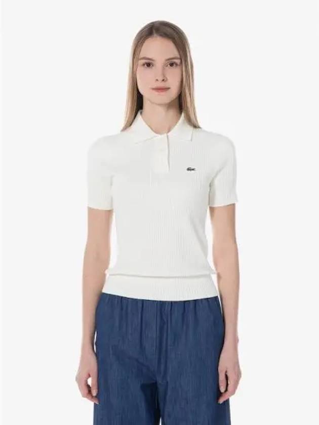 Women s Cable Short Sleeve Polo T shirt Sweater PF497E 54G 70V Domestic Product GQ2N24020664136 - LACOSTE - BALAAN 1