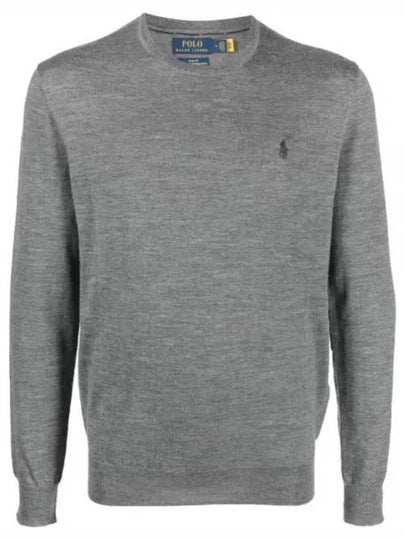 Logo Crew Neck Wool Knit Top Grey - POLO RALPH LAUREN - BALAAN 2