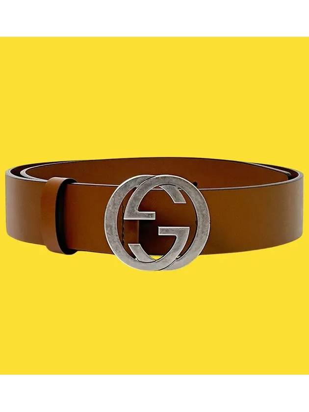 Interlocking Leather Belt Brown - GUCCI - BALAAN 9