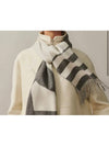 Cashmere Casaque Love Story Muffler Gray Ivory H254043 - HERMES - BALAAN 3