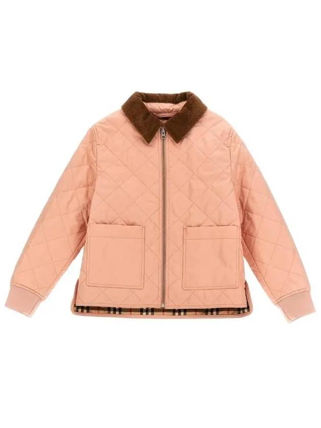 Kids Corduroy Collar Quilted Jacket Coral Rose - BURBERRY - BALAAN 2