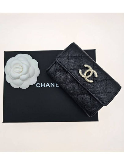 CHANEL gold logo caviar card wallet black AP3978 B16267 94305 - CHANEL - BALAAN