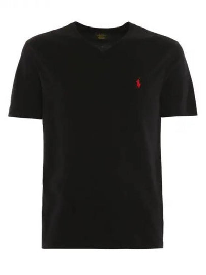 Men's Red Pony V-neck Short Sleeve T-Shirt Black - POLO RALPH LAUREN - BALAAN 2