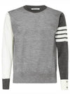 Classic 4 Bar Merino Wool Knit Top Tonal Grey - THOM BROWNE - BALAAN 2