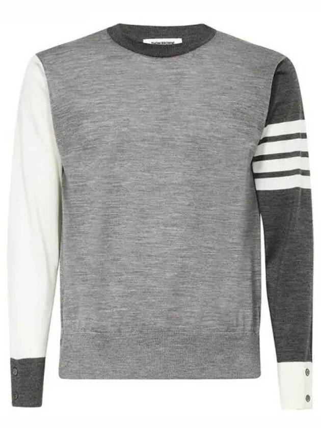 Classic 4 Bar Merino Wool Knit Top Tonal Grey - THOM BROWNE - BALAAN 2