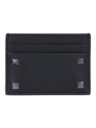 Men's Rockstud Card Wallet Black - VALENTINO - BALAAN 1