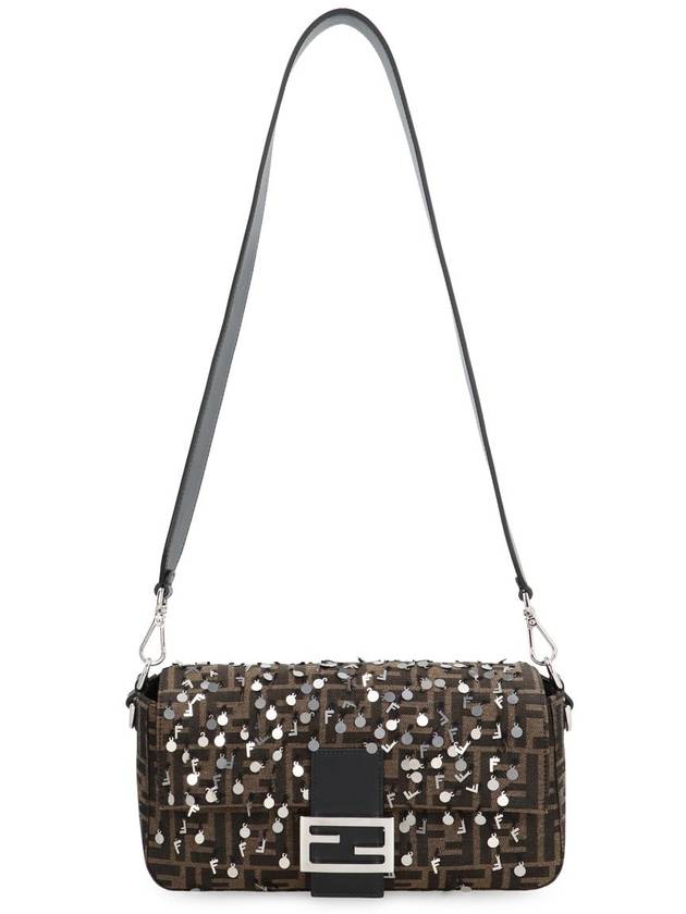 TOBACCO CANVAS AND RHINESTONES BAGUETTE SHOULDER BAG 7VA572APD4F1MLD - FENDI - BALAAN 6