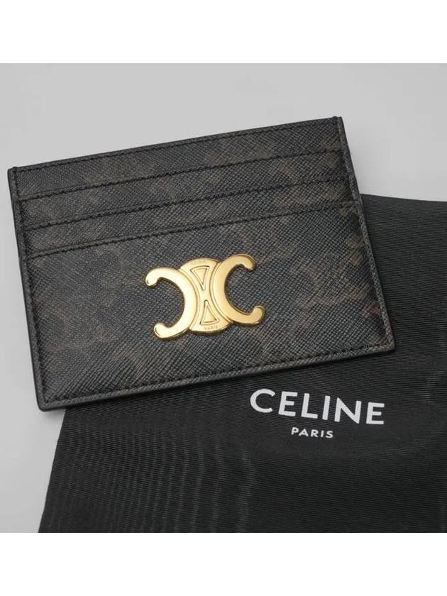 Triomphe Card Holder in Triomphe Canvas Tan - CELINE - BALAAN 7