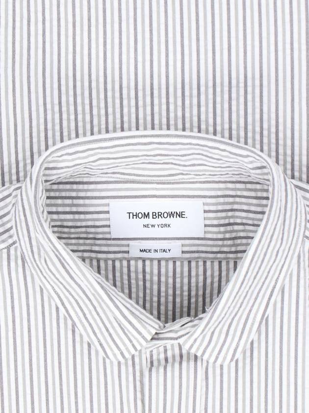 Men's Striped Short Sleeve Shirt White - THOM BROWNE - BALAAN 4